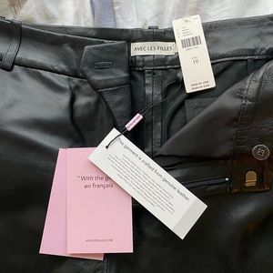 Avec les filles leather cropped flare trousers